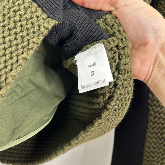 Jazmin Chebar Uruguay chunky knit genuine leather lined full zip pocketed jacket - Picture 5 of 8